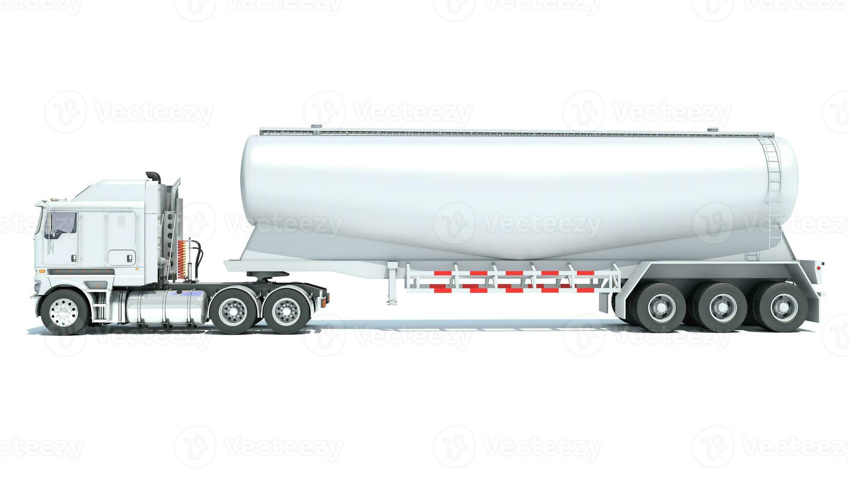 Truck with Tank Trailer 3D rendering on white background photo