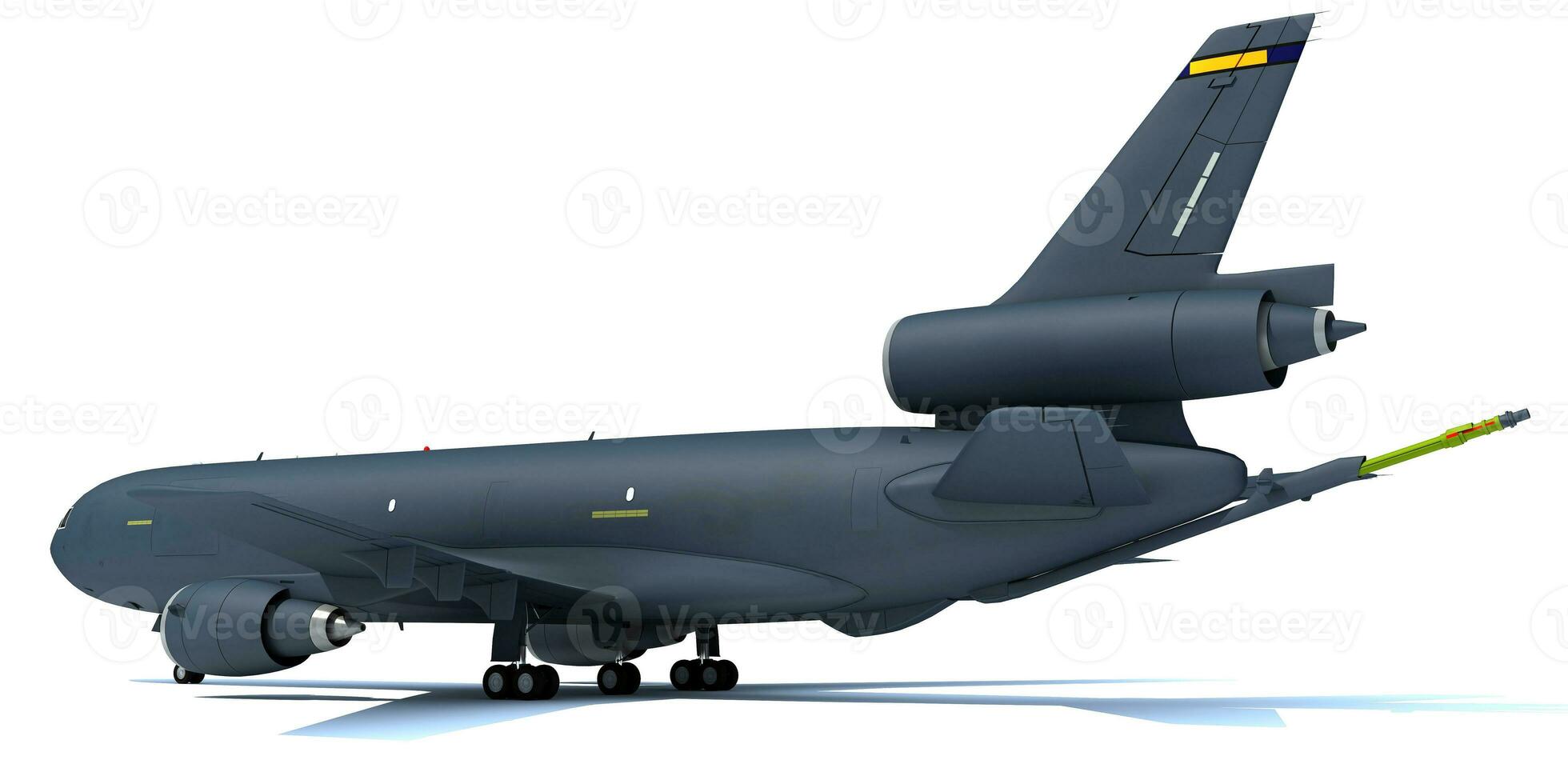Aerial refueling aircraft 3D rendering of military airplane on white background photo