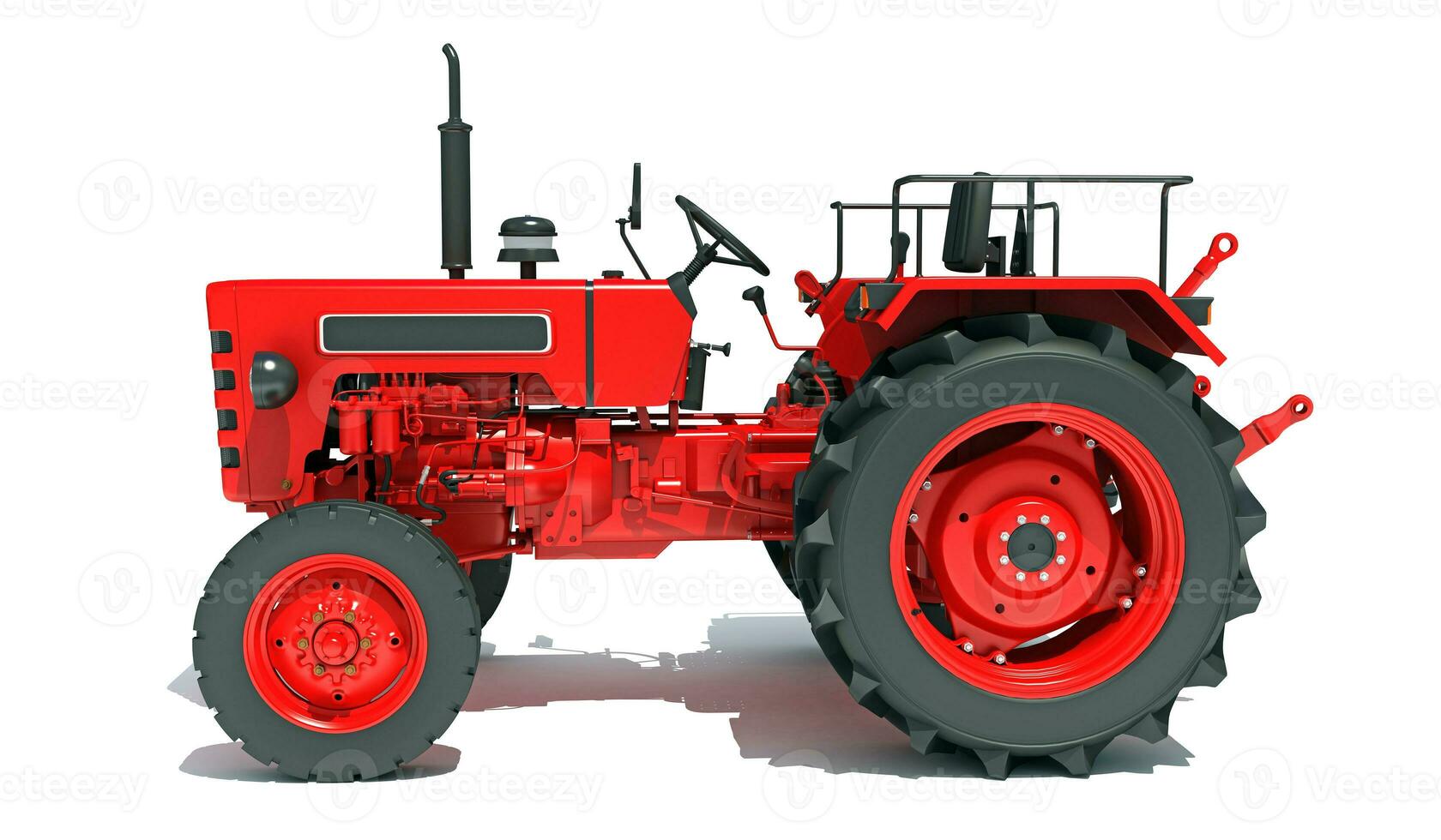 Farm Tractor 3D rendering on white background photo