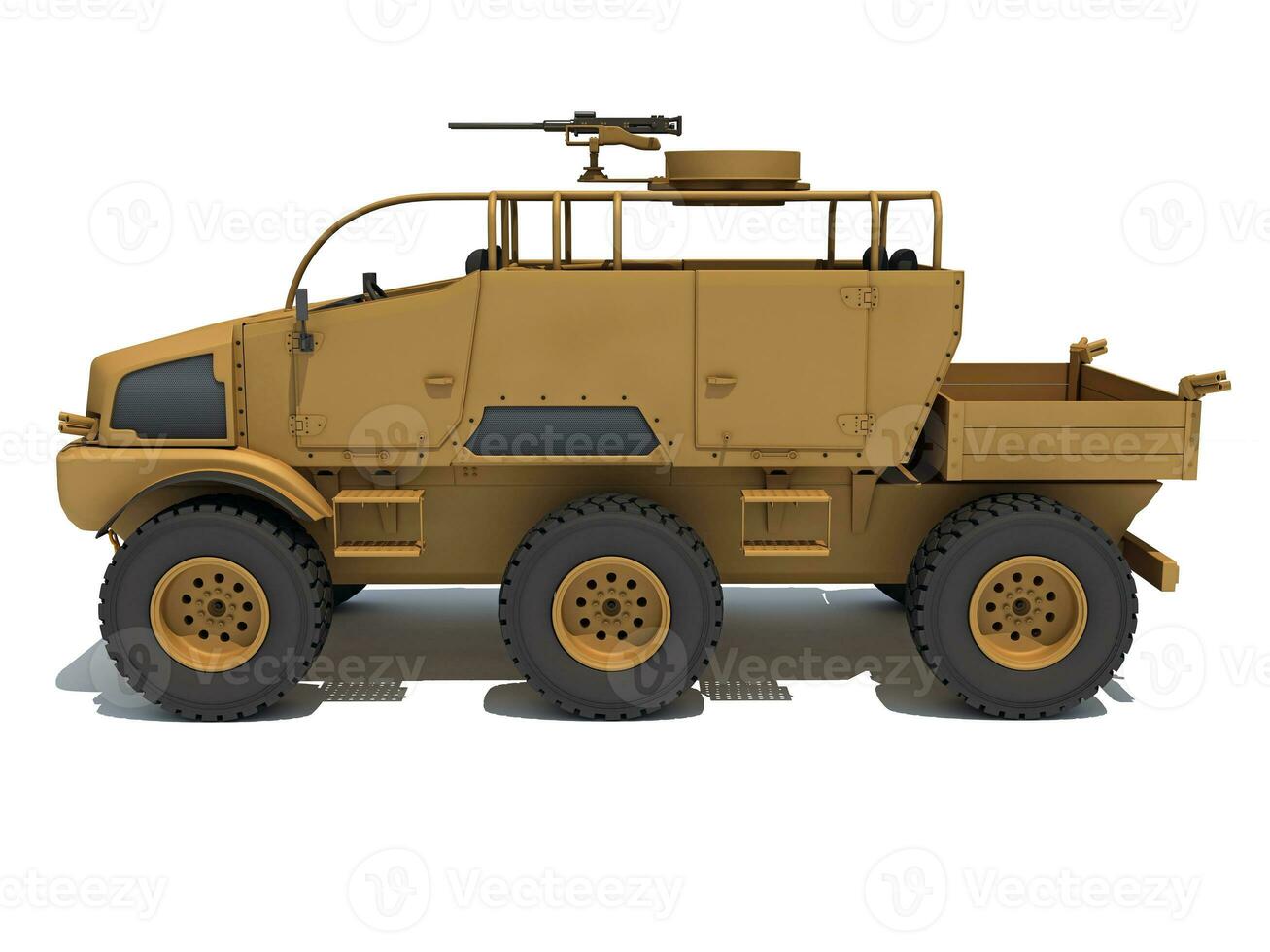 Military Vehicle 3D rendering on white background photo