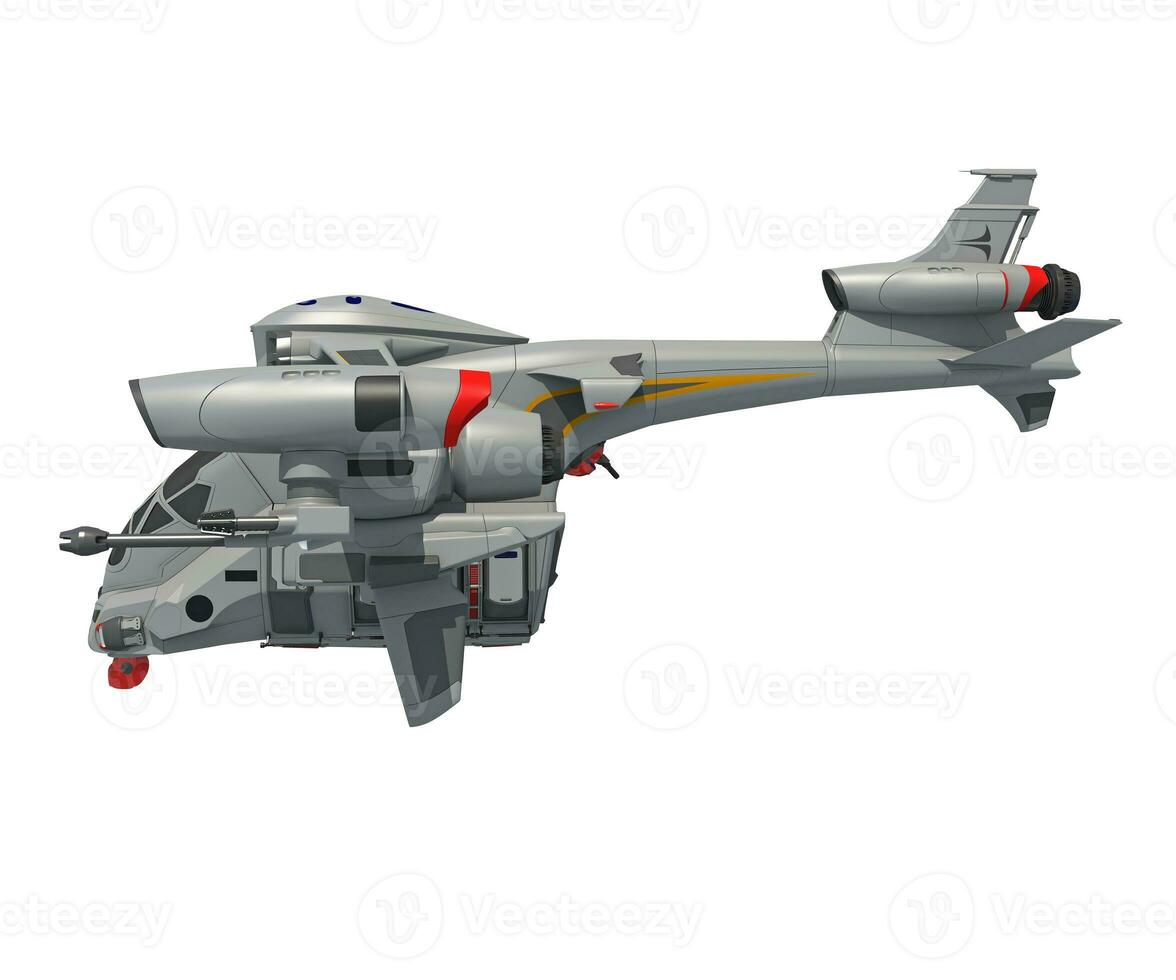 Spaceship 3D rendering on white background photo