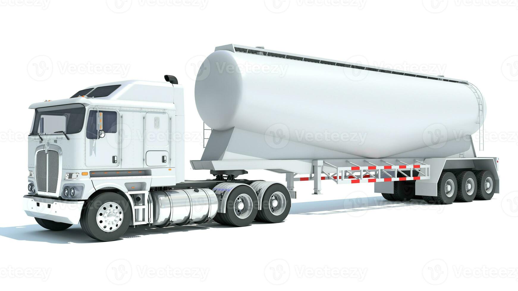 Truck with Tank Trailer 3D rendering on white background photo