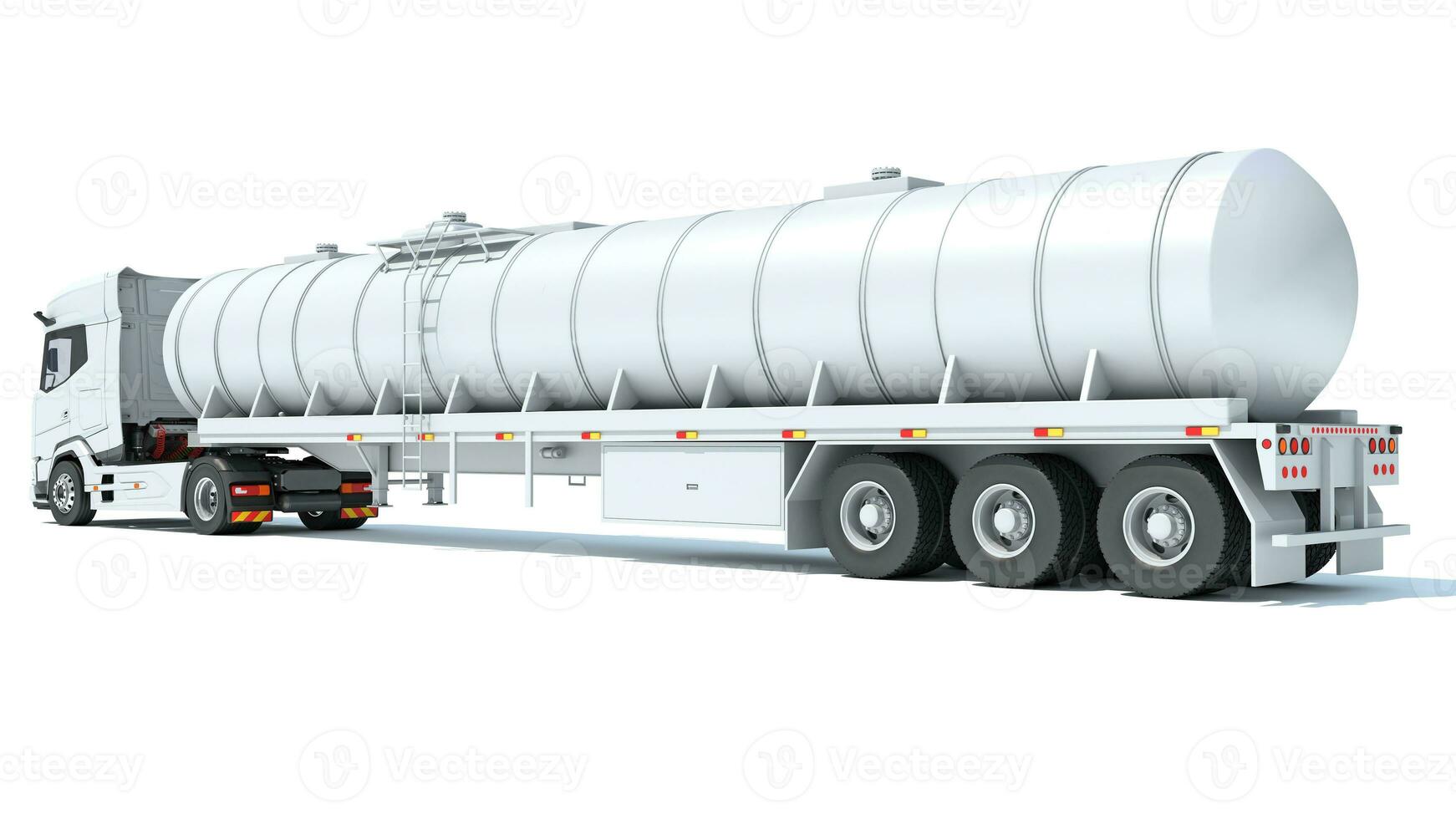Heavy truck with tank trailer 3D rendering on white background photo