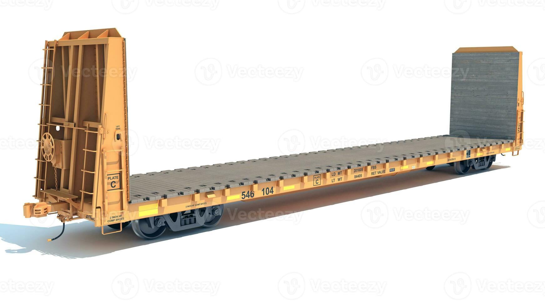 Bulkhead Flat Rail Car 3D rendering on white background photo