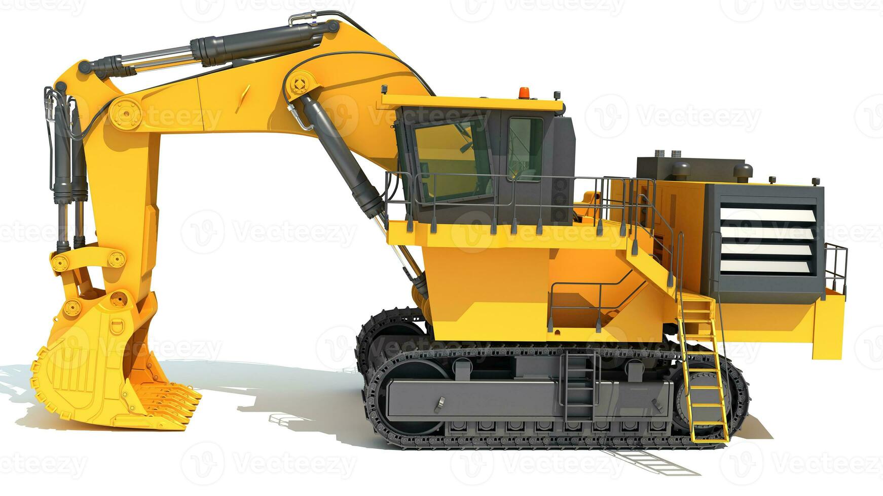 Tracked Mining Excavator heavy construction machinery 3D rendering photo