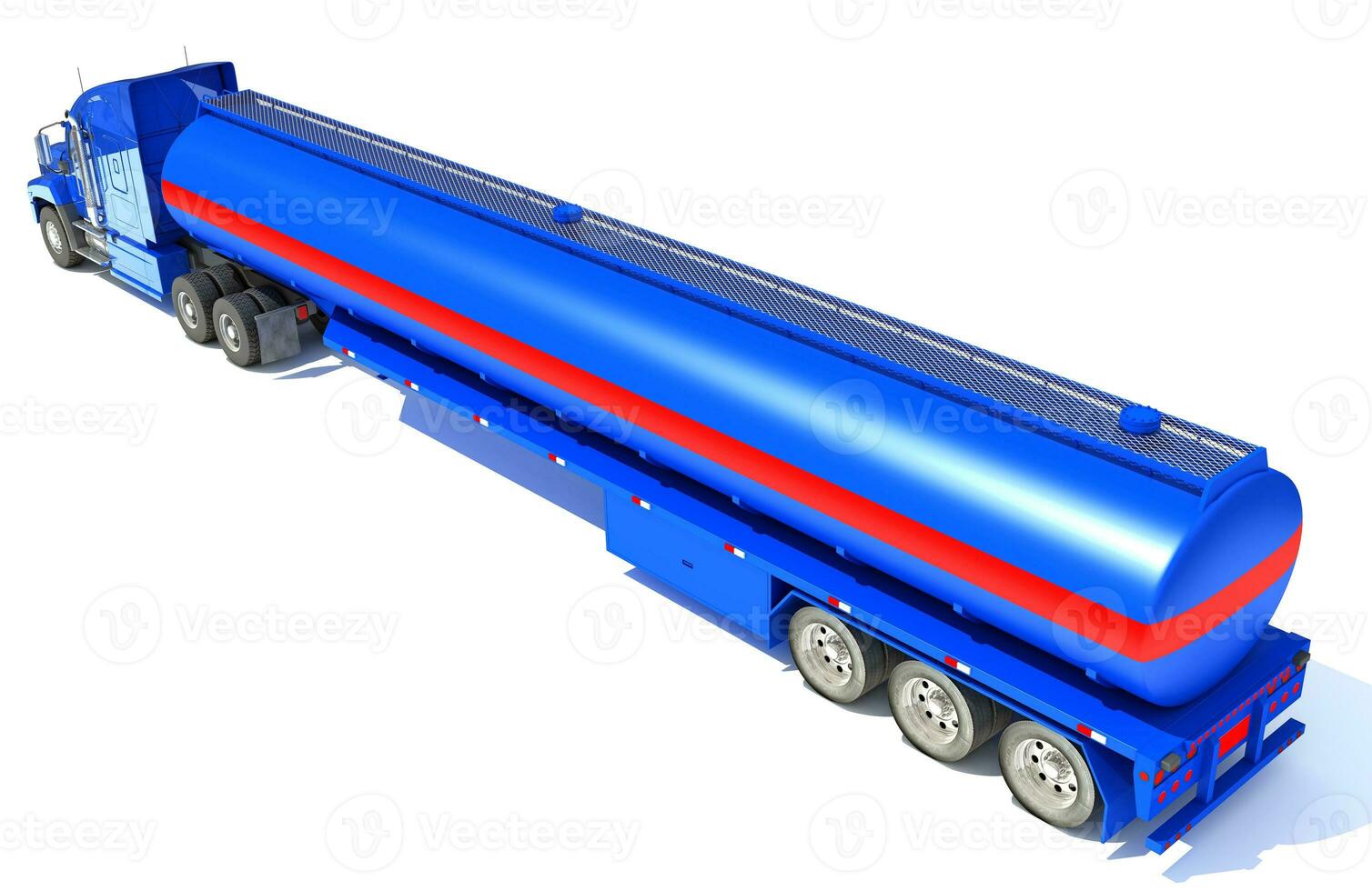 Heavy truck with tank trailer 3D rendering on white background photo