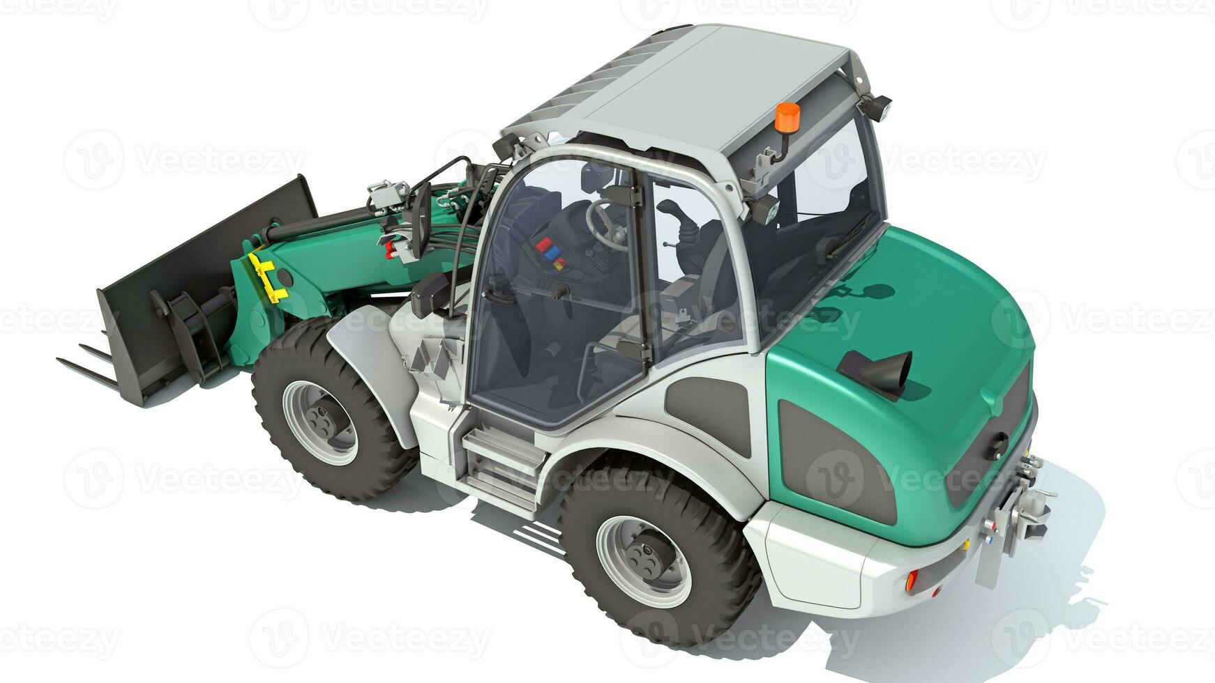 Telescopic Wheel Loader Telehandler Forklift 3D rendering on white background photo