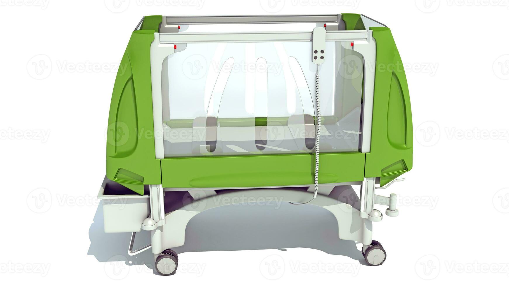 Pediatric Medical Hospital Bed 3D rendering on white background photo