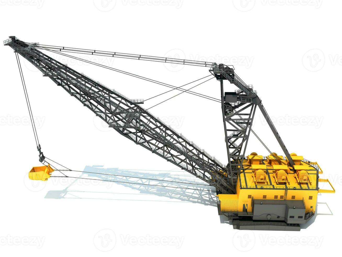 Dragline Excavator heavy construction machinery 3D rendering on white background photo