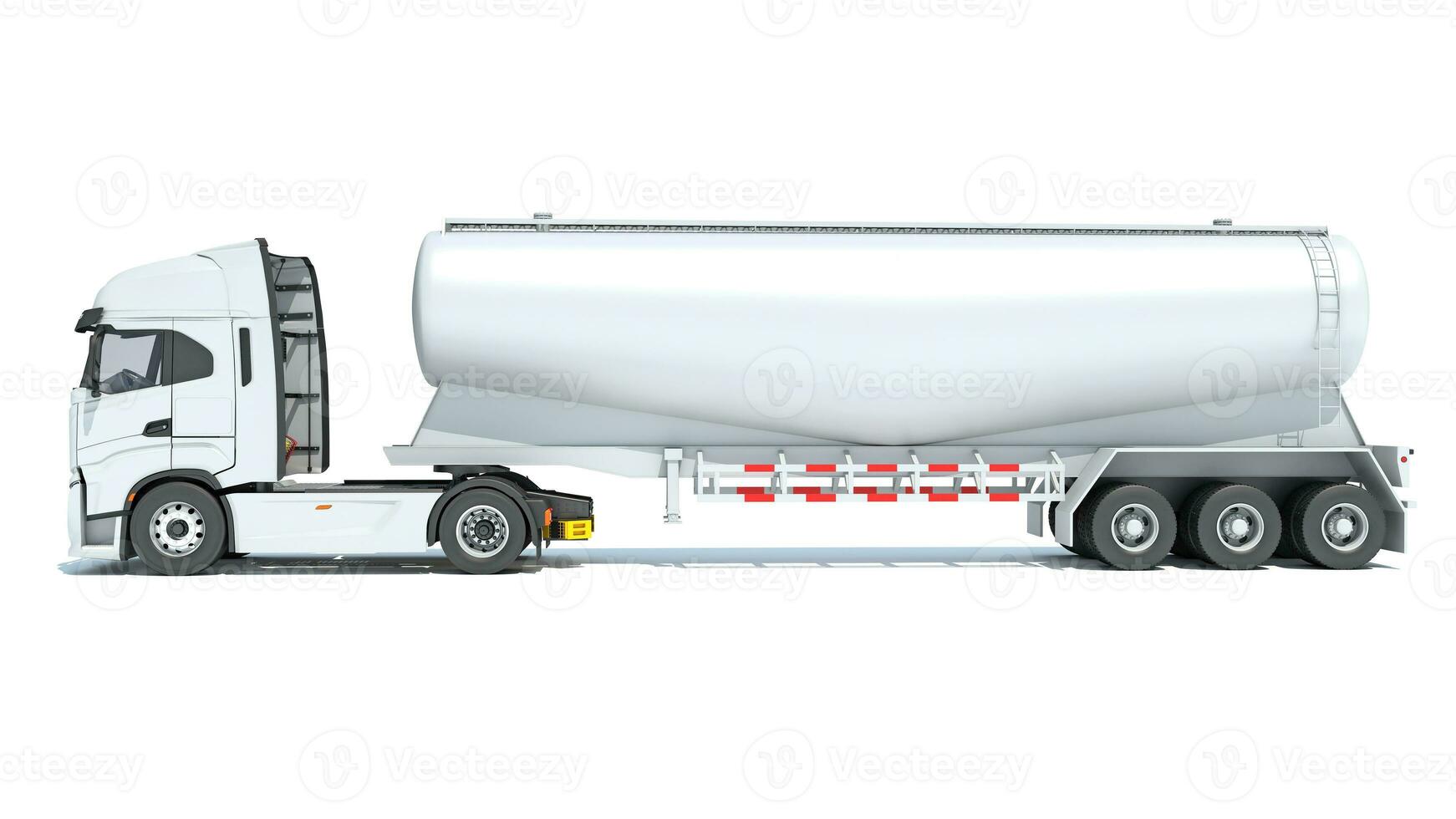 Semi Truck with Tank Trailer 3D rendering on white background photo