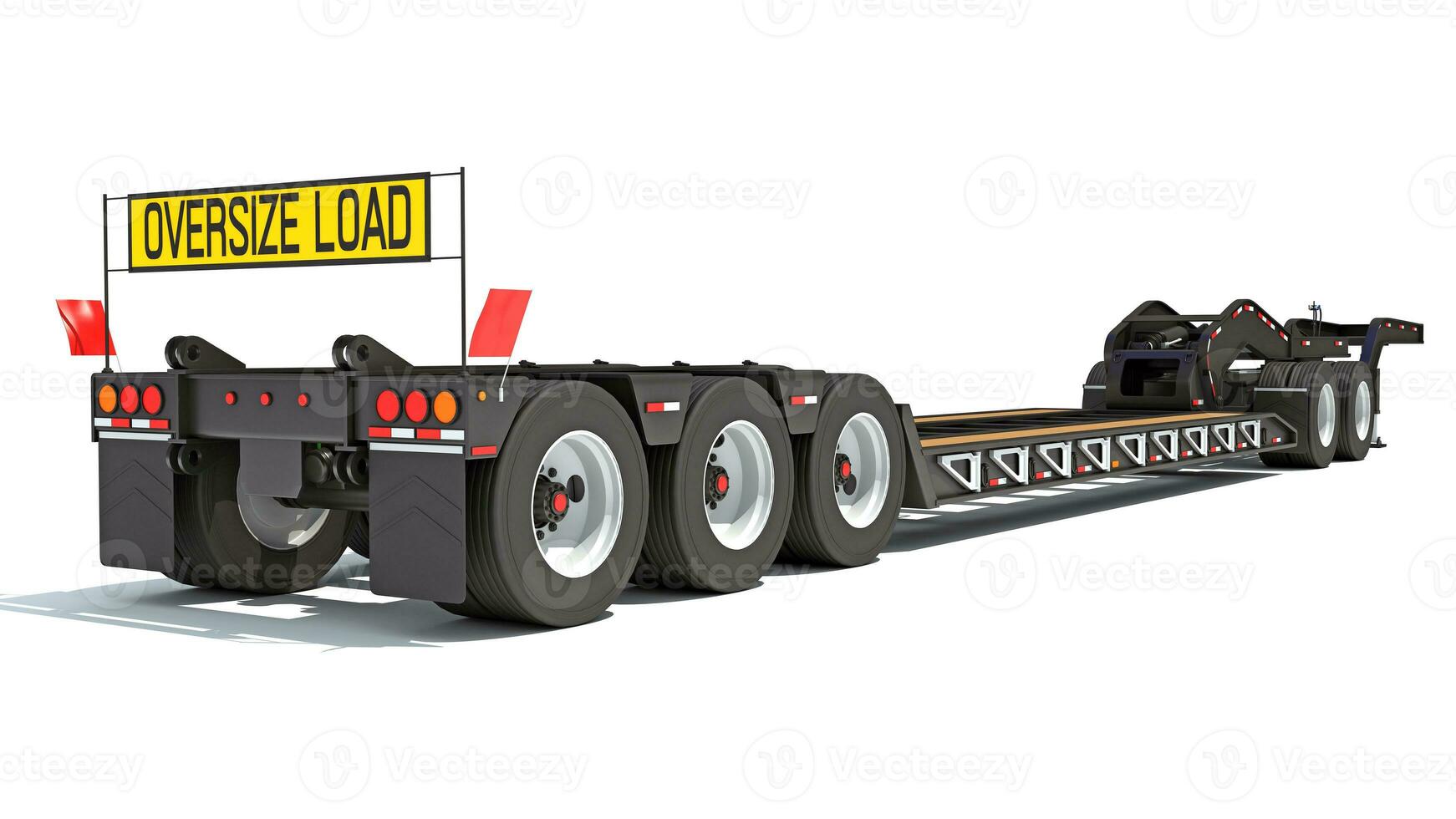 Low Loader Platform Trailer 3D rendering on white background photo