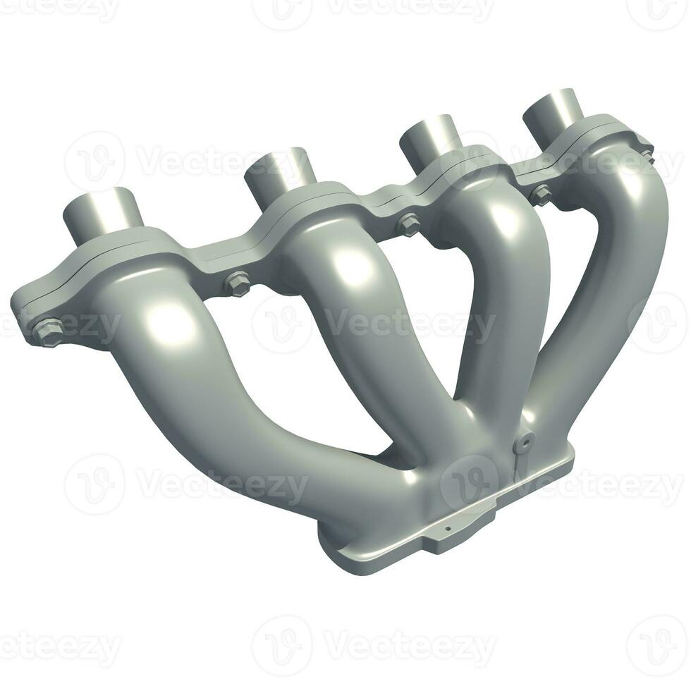 Exhaust Manifold 3D rendering on white background photo