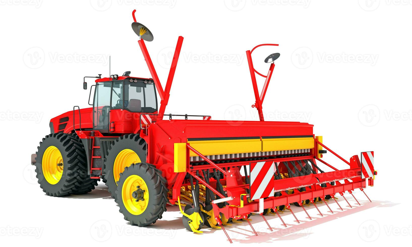 Farm Tractor with Compact Disc Harrow 3D rendering on white background photo