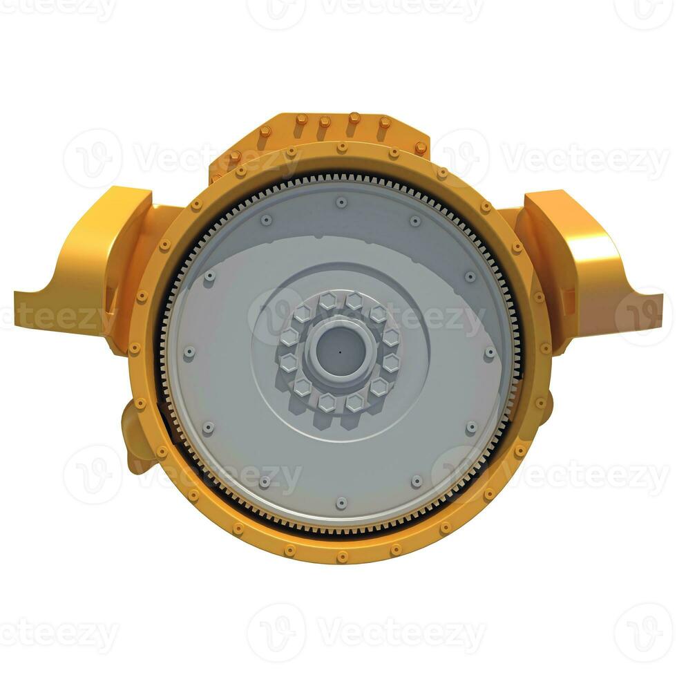 Engine Flywheel 3D rendering on white background photo