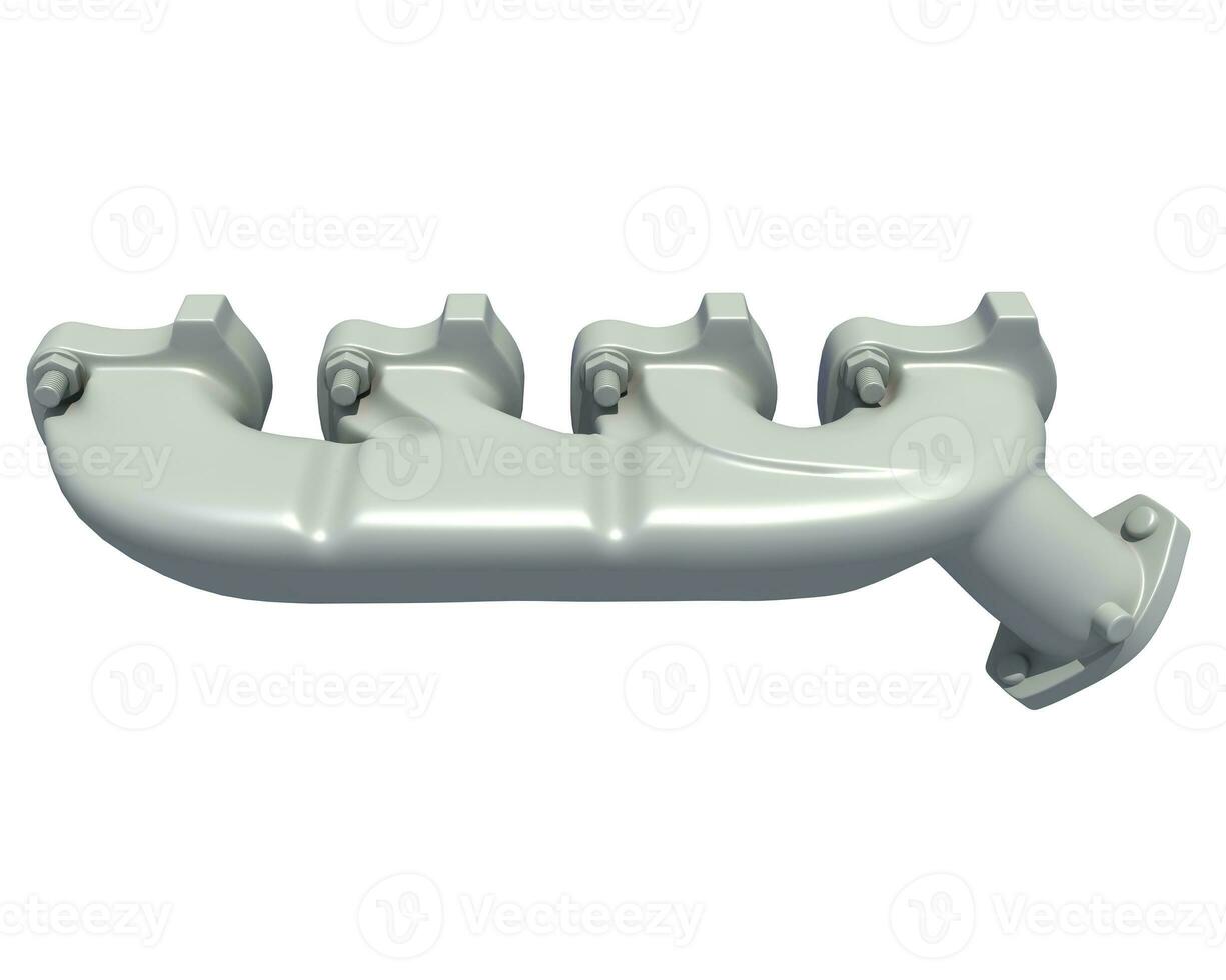 V8 Engine Exhaust Manifold 3D rendering on white background photo