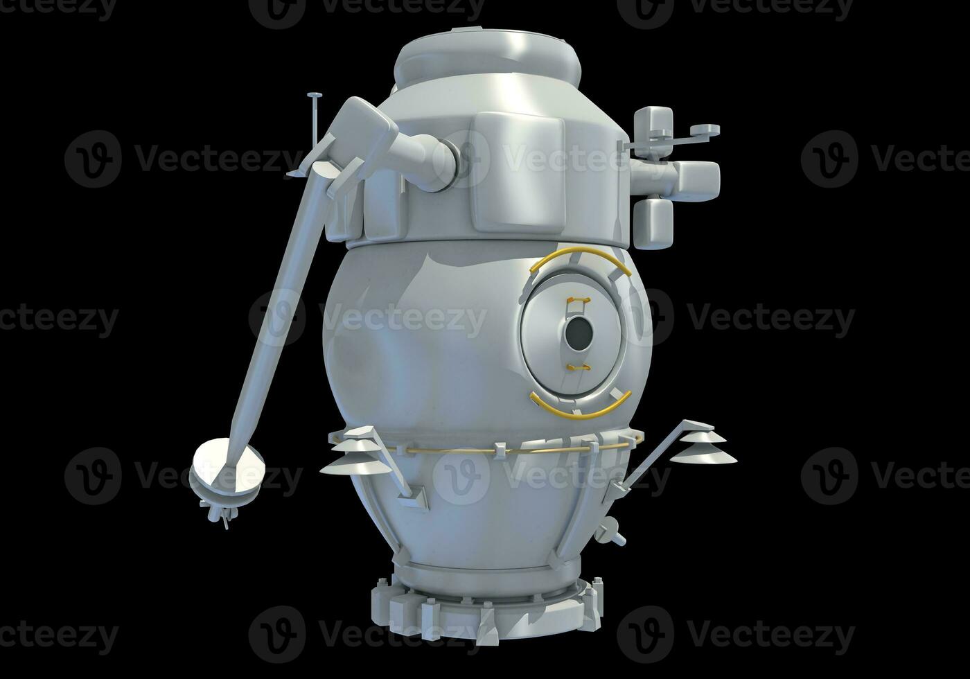 Service Module of ISS International Space Station 3D rendering on black background photo
