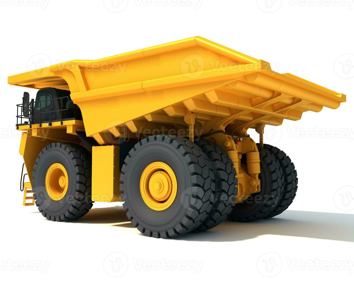 Mining Dump Truck heavy construction machinery 3D rendering on white background photo