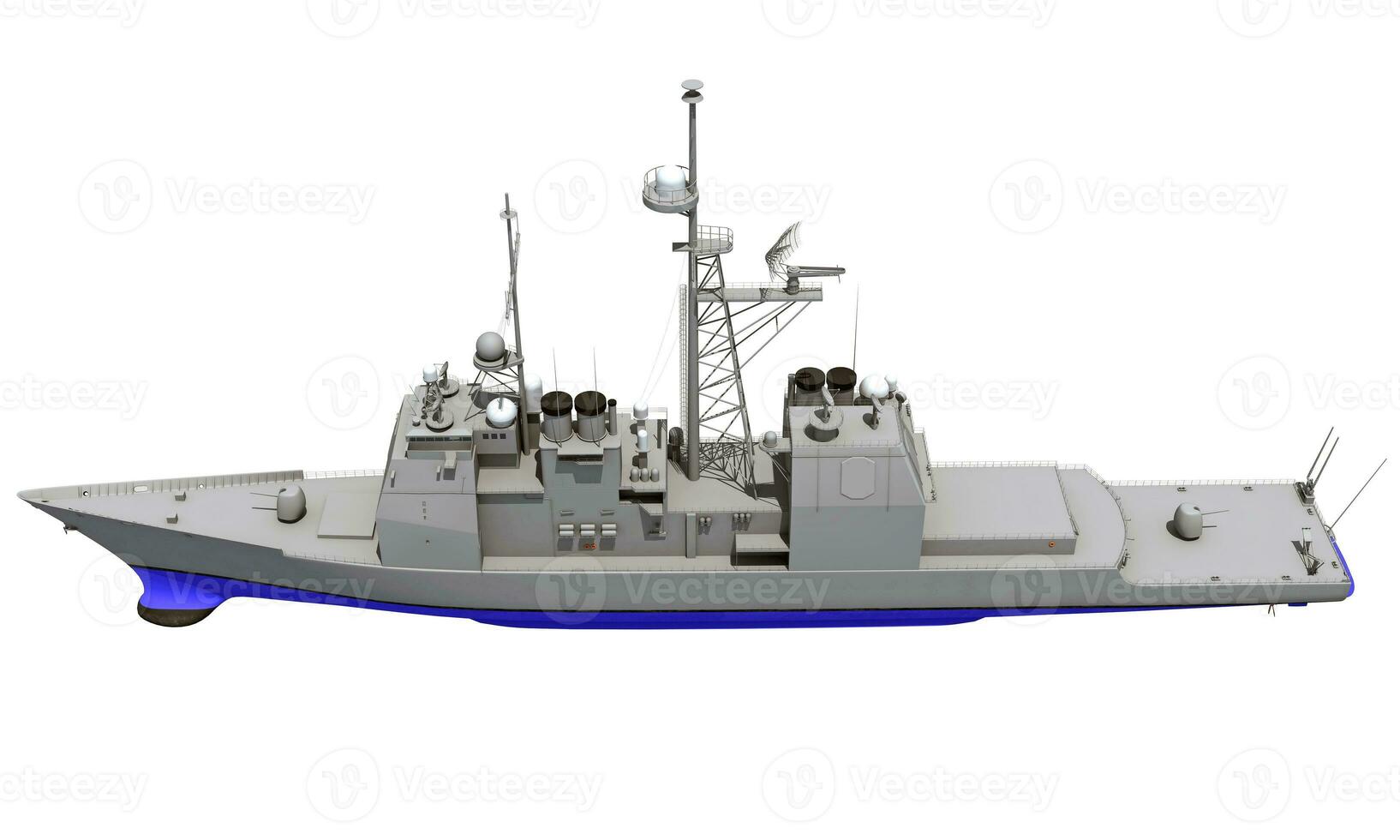 Military Vessel Missile Cruiser warship 3D rendering on white background photo