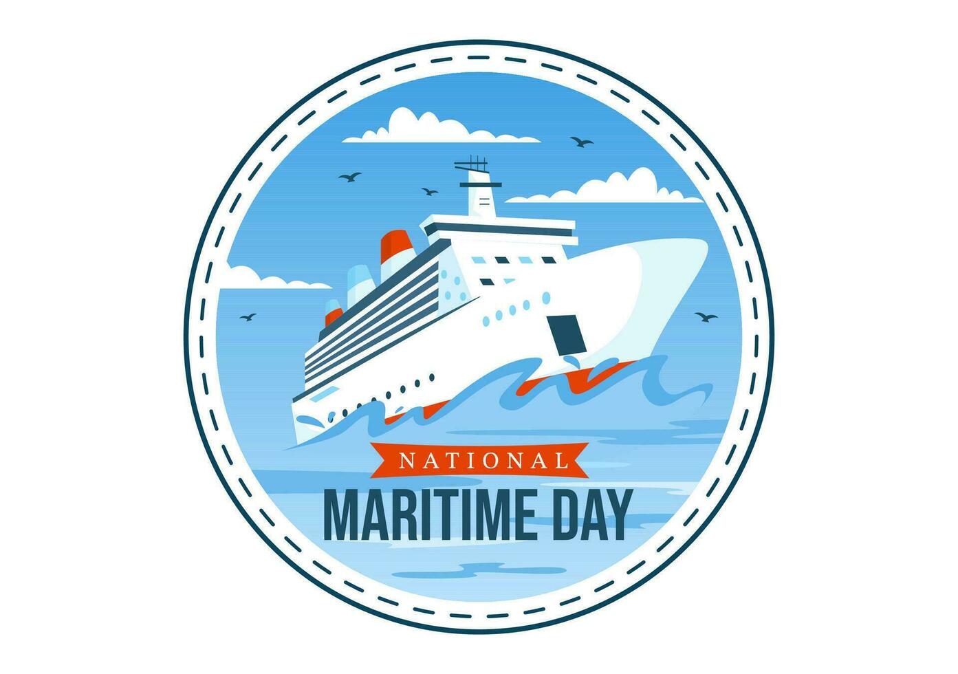 World Maritime Day Vector Illustration with Sea and Ship for Shipping Safety and Security and the Marine Environment in Nautical Celebration Design