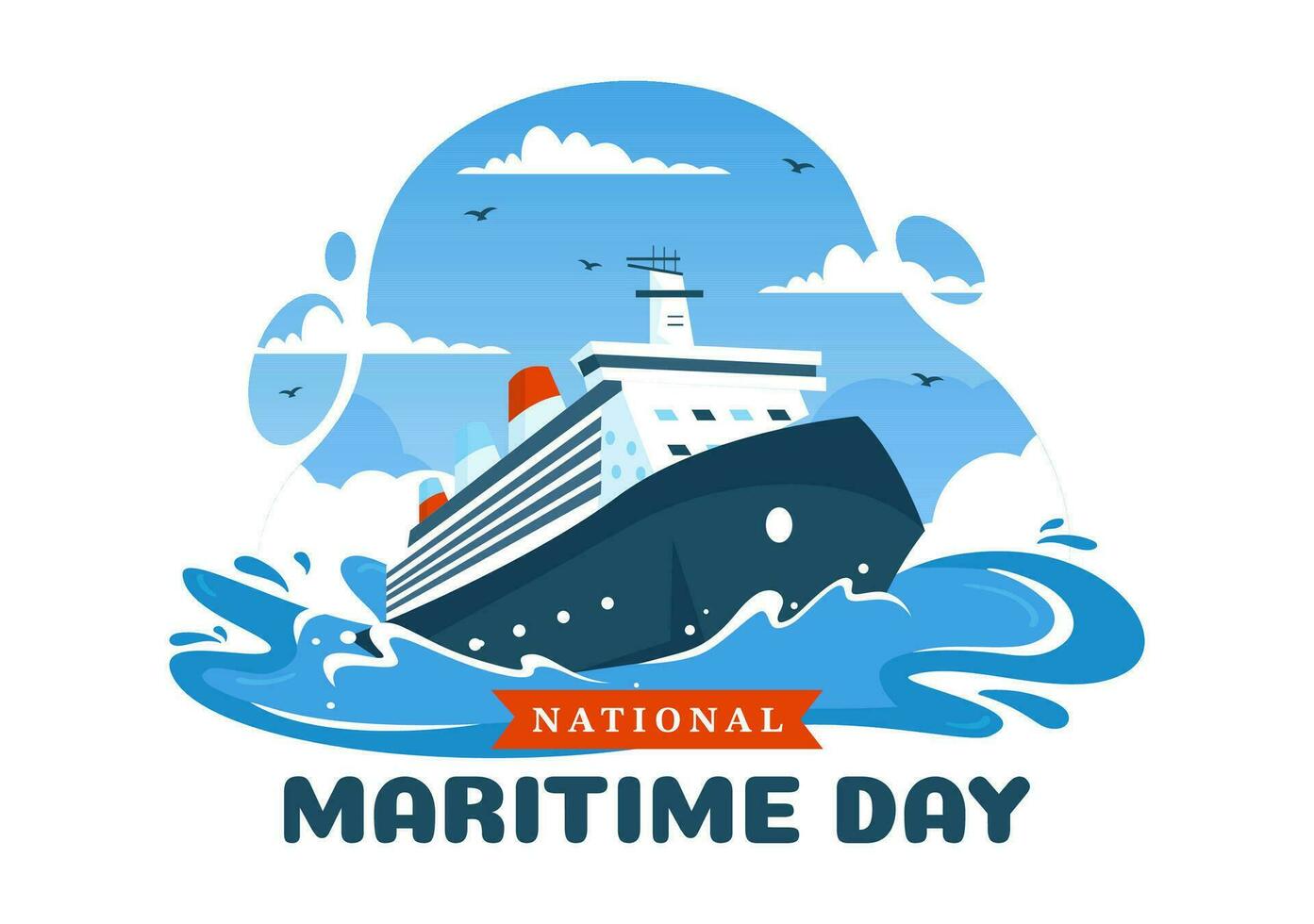 World Maritime Day Vector Illustration with Sea and Ship for Shipping Safety and Security and the Marine Environment in Nautical Celebration Design