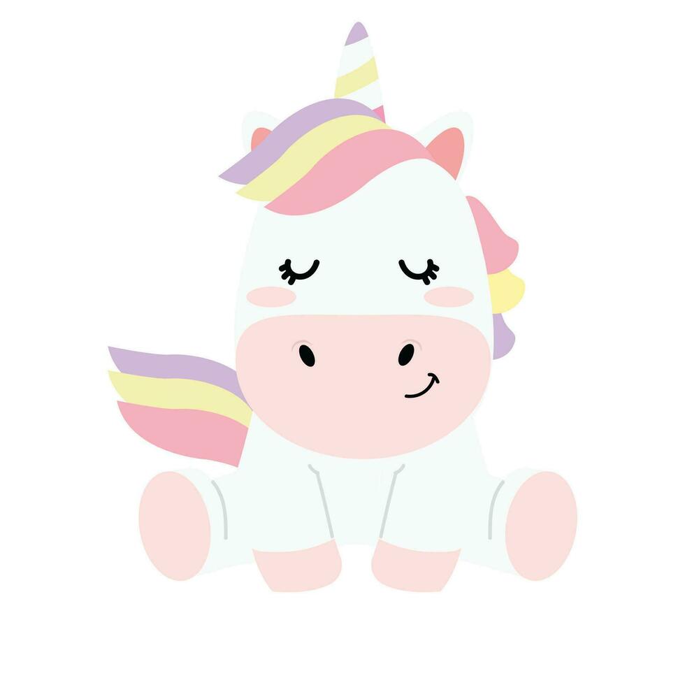 linda unicornio personaje diseño dibujos animados vector