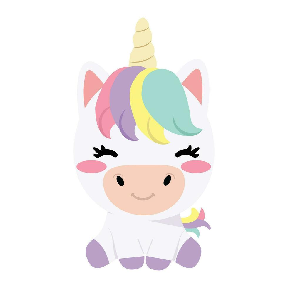 Cute Baby Unicorn character doodle vector