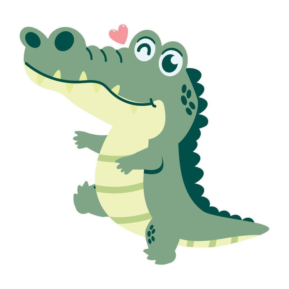 Cute crocodile or alligator with heart vector