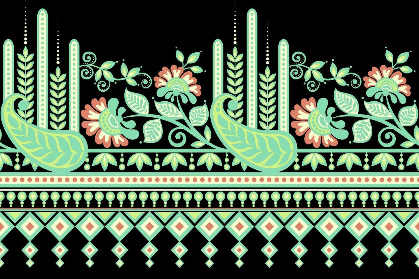 floral sin costura antecedentes geométrico étnico oriental ikat sin costura modelo tradicional diseño para fondo,alfombra,papel tapiz,ropa,envoltura,batik,tela,vector ilustración bordado estilo. vector