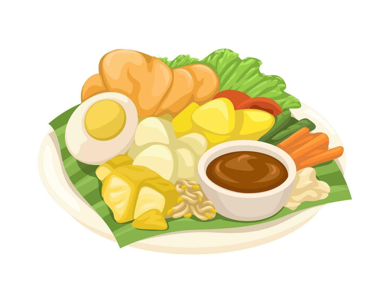 gado-gado indonesio ensalada asiático calle comida ilustración vector