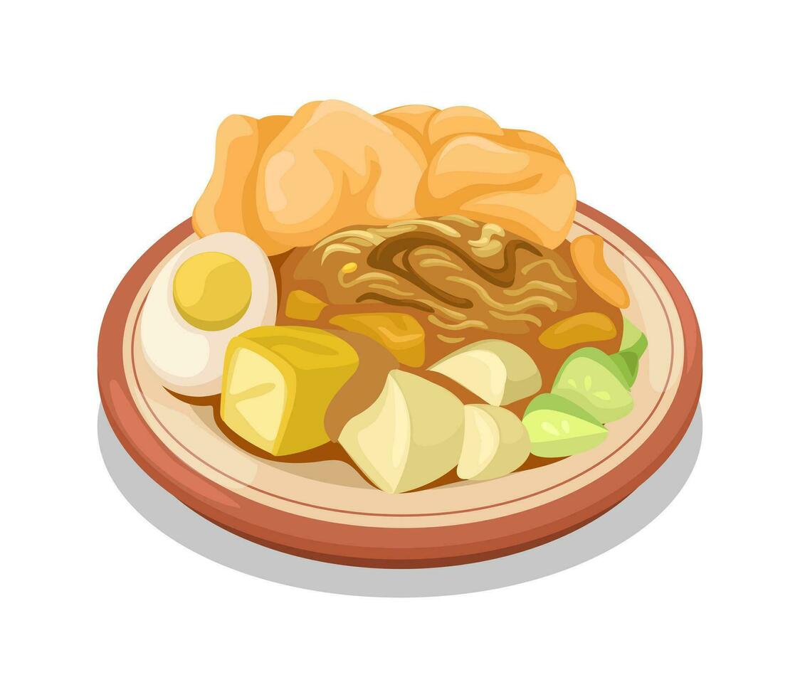 ketoprak indonesio tradicional calle comida dibujos animados ilustración vector