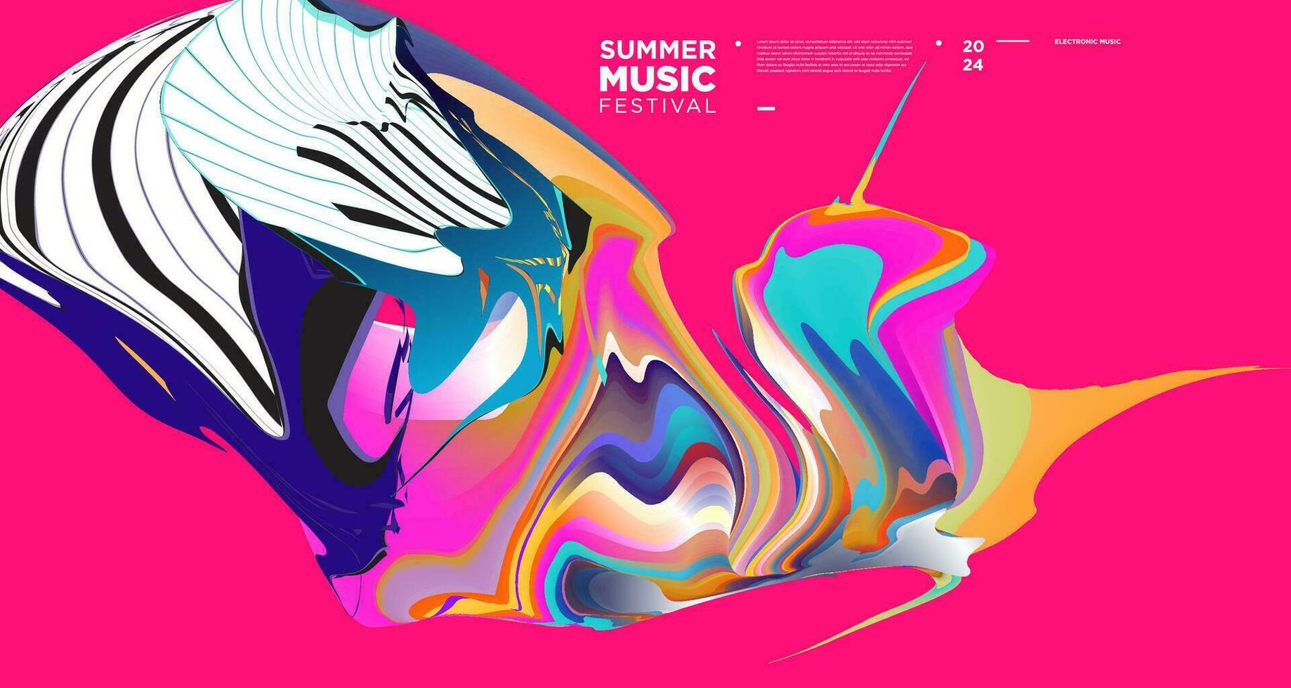 Colorful Abstract Fluid Electronic Summer Music Festival Vector Banner