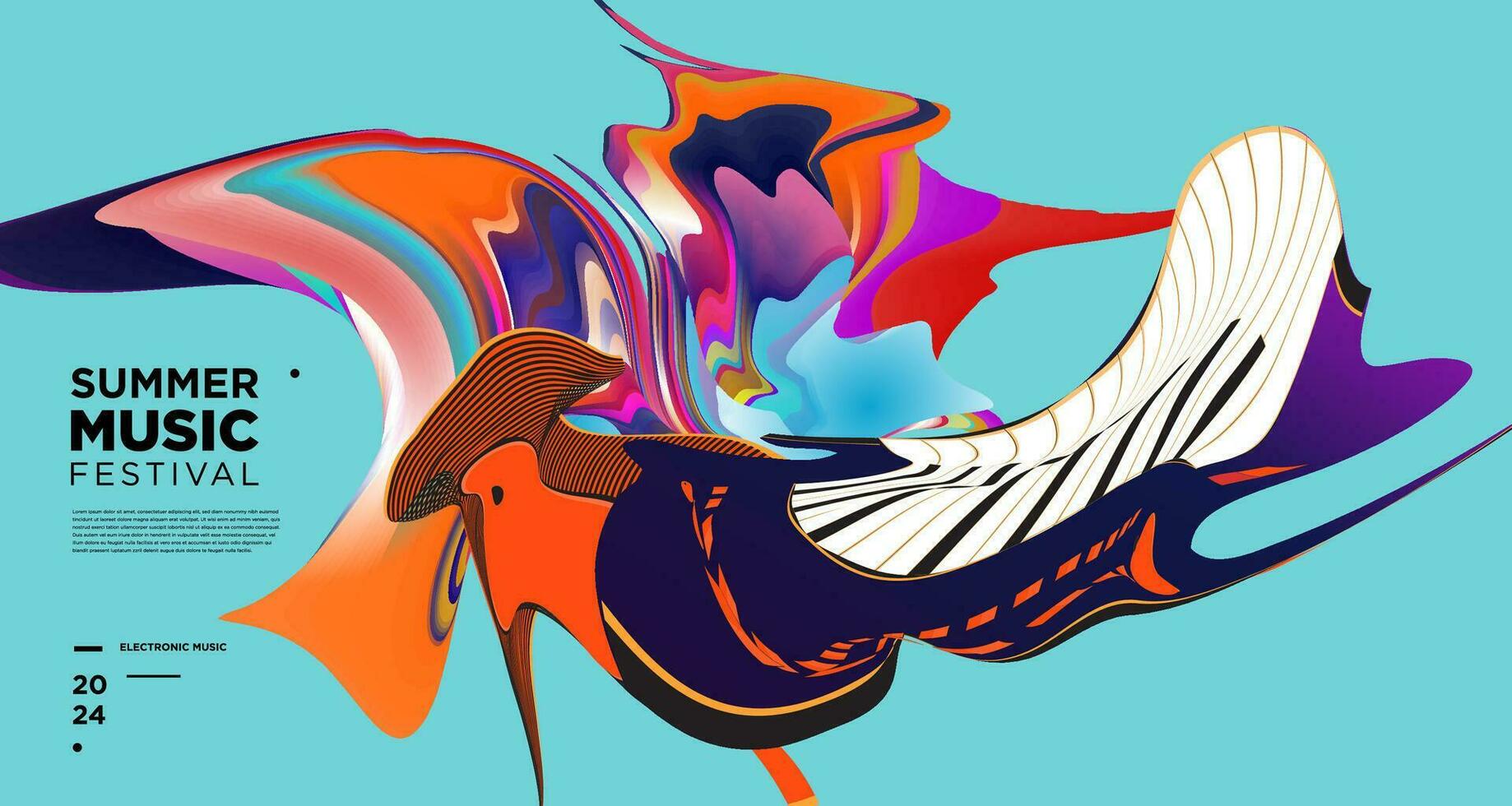 Colorful Abstract Fluid Electronic Summer Music Festival Vector Banner
