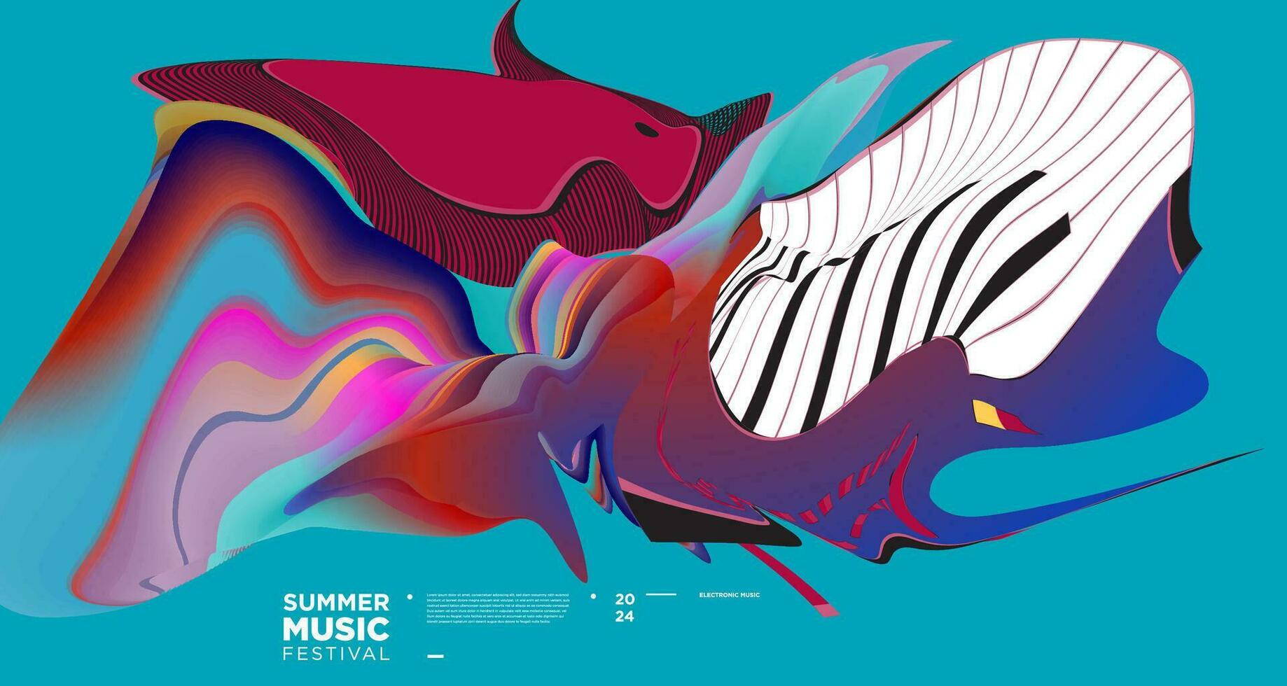 Colorful Abstract Fluid Electronic Summer Music Festival Vector Banner