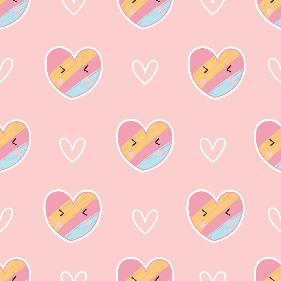Seamless patterns with heart on pink background. design used for fabric, newborn apparel, textiles, and wallpaper vector illustration.