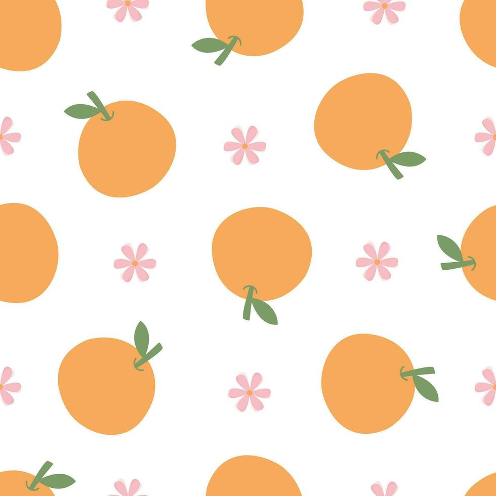 Orange fruit patterns vector seamless texture use for prints, wallpapers, decorations, textiles, vector illustration