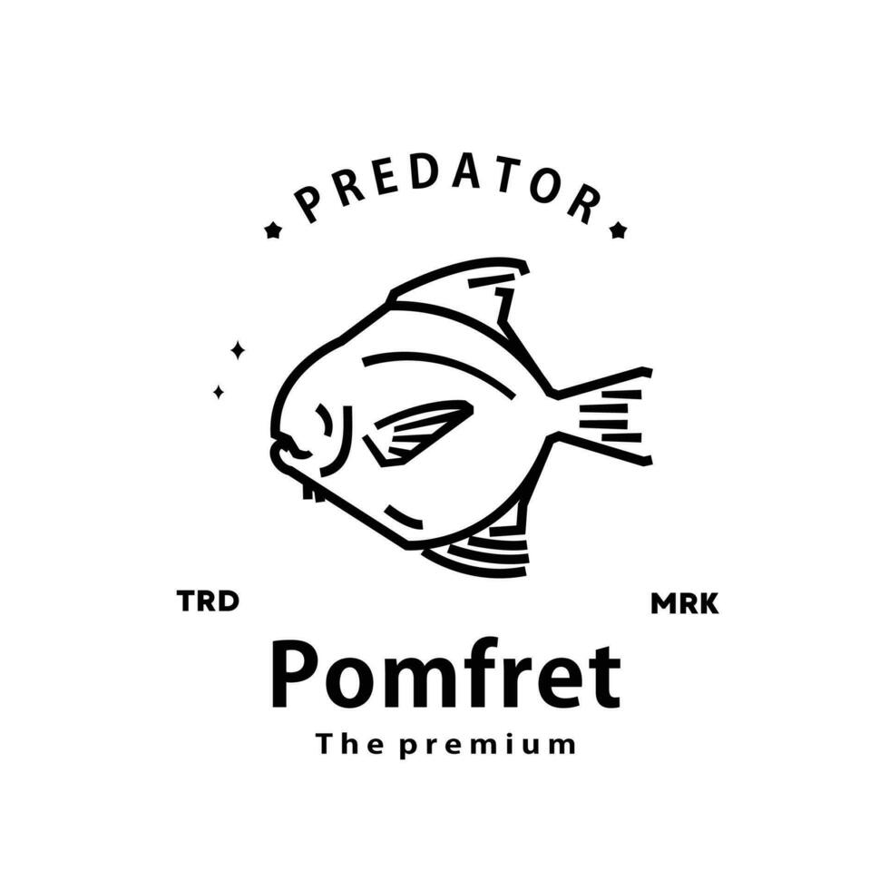 vintage retro hipster pomfret logo vector outline monoline art icon