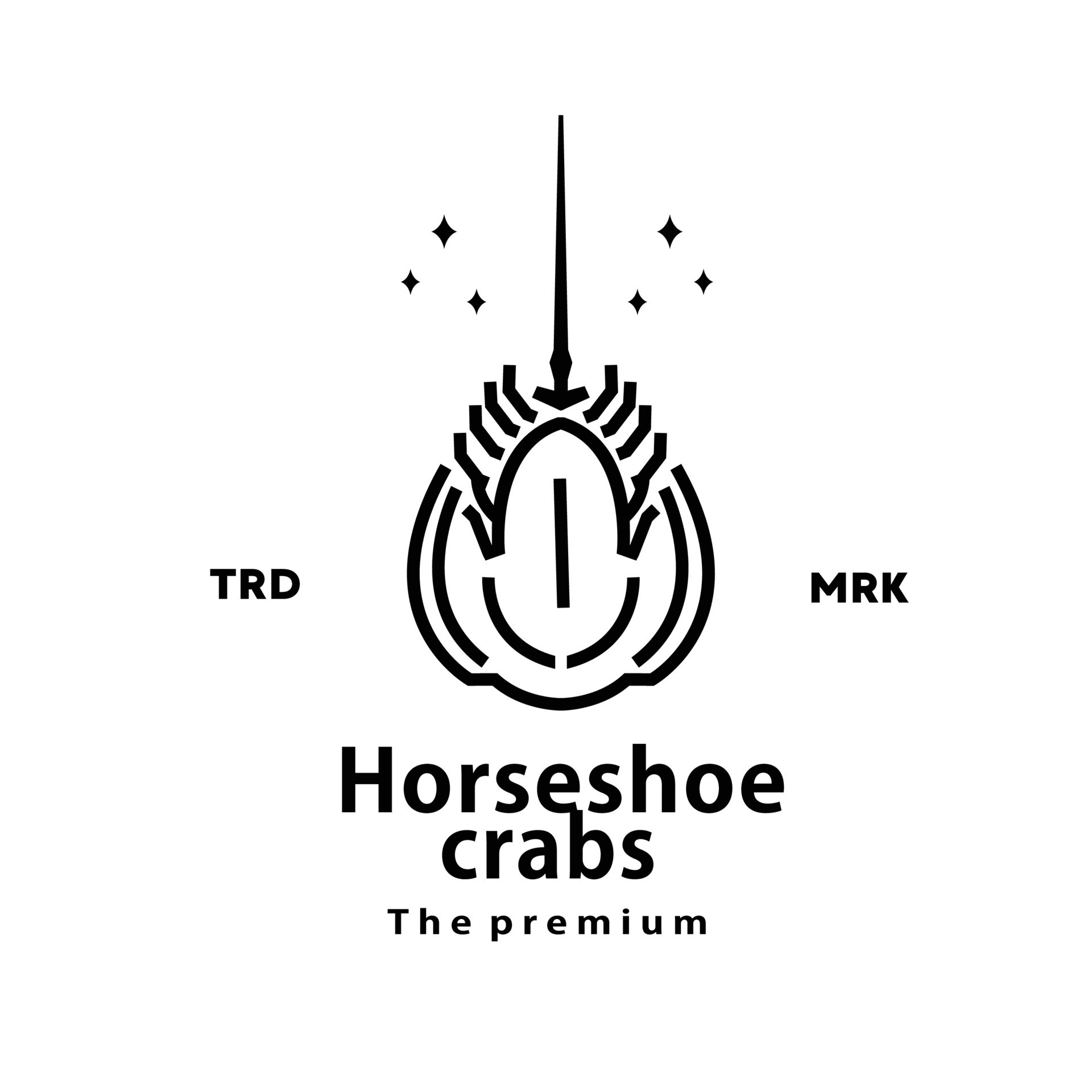 vintage retro hipster horseshoe crabs logo vector outline monoline art