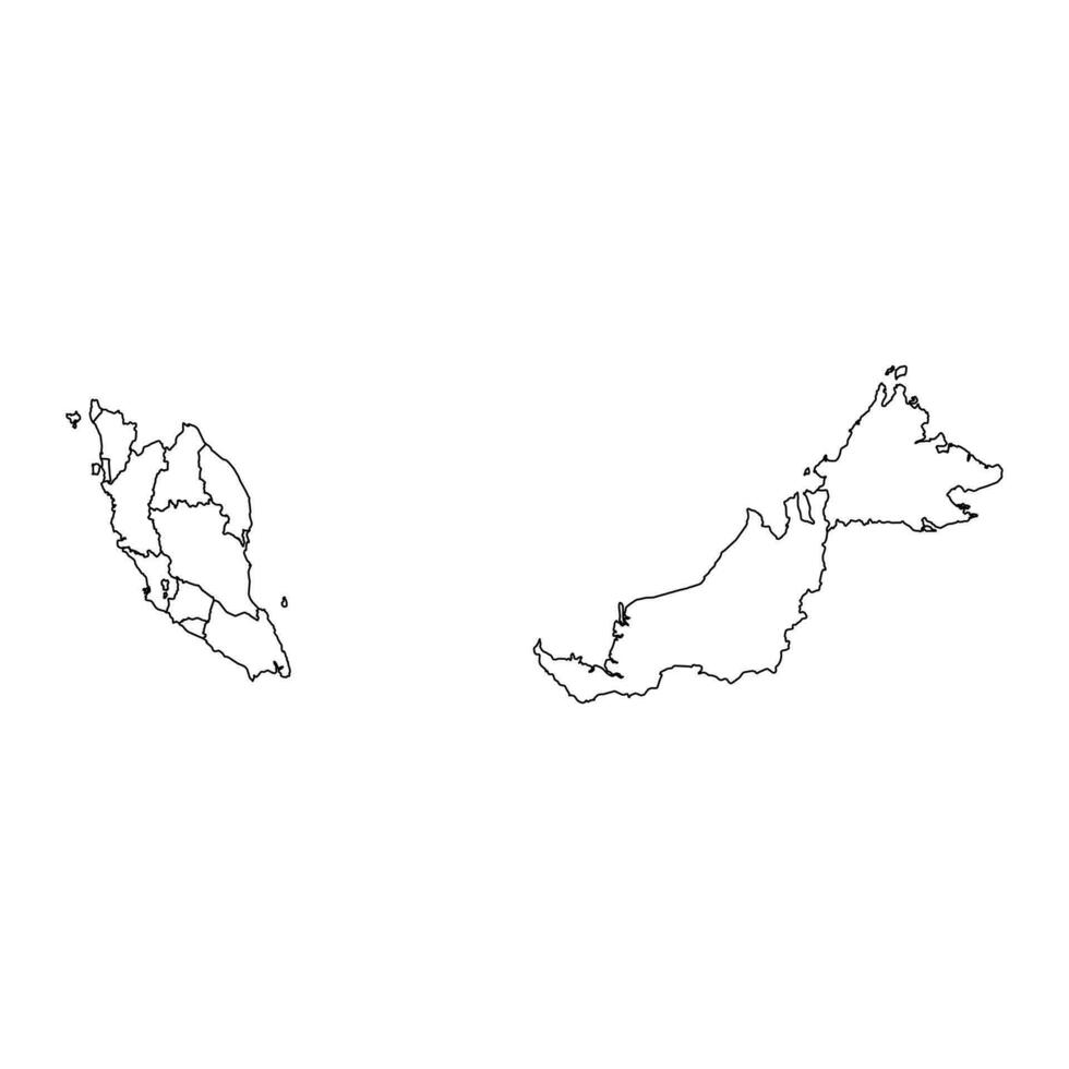Malaysia map with administrative divisions. Vector illustration.