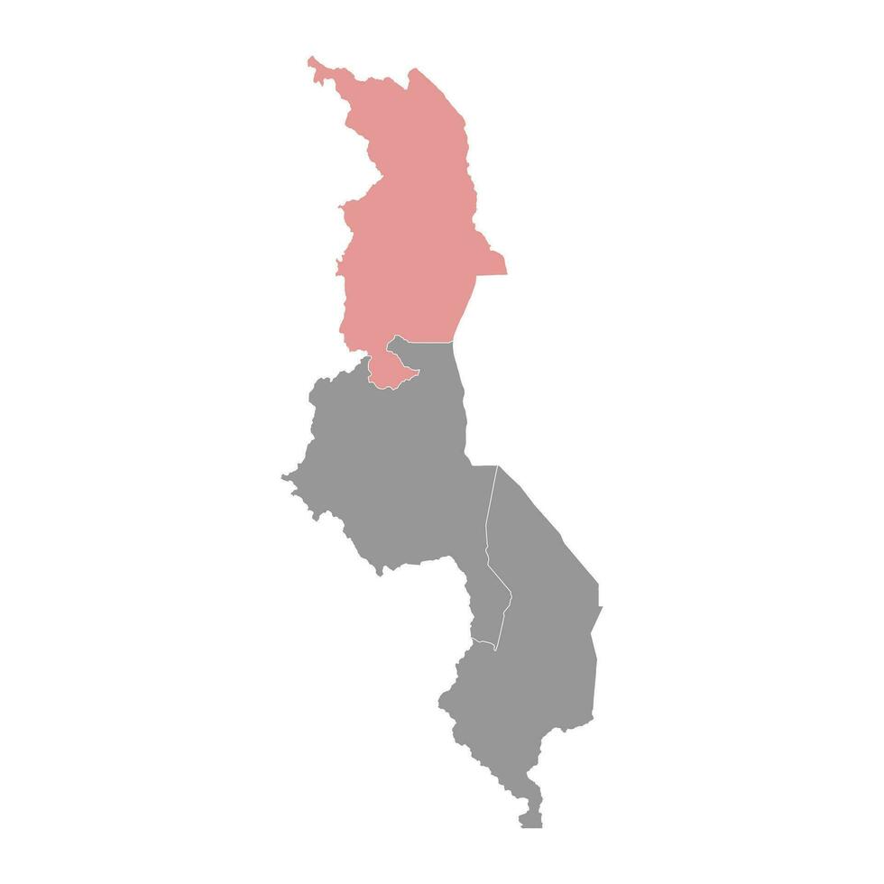 Northern region map, administrative division of Malawi. Vector illustration.