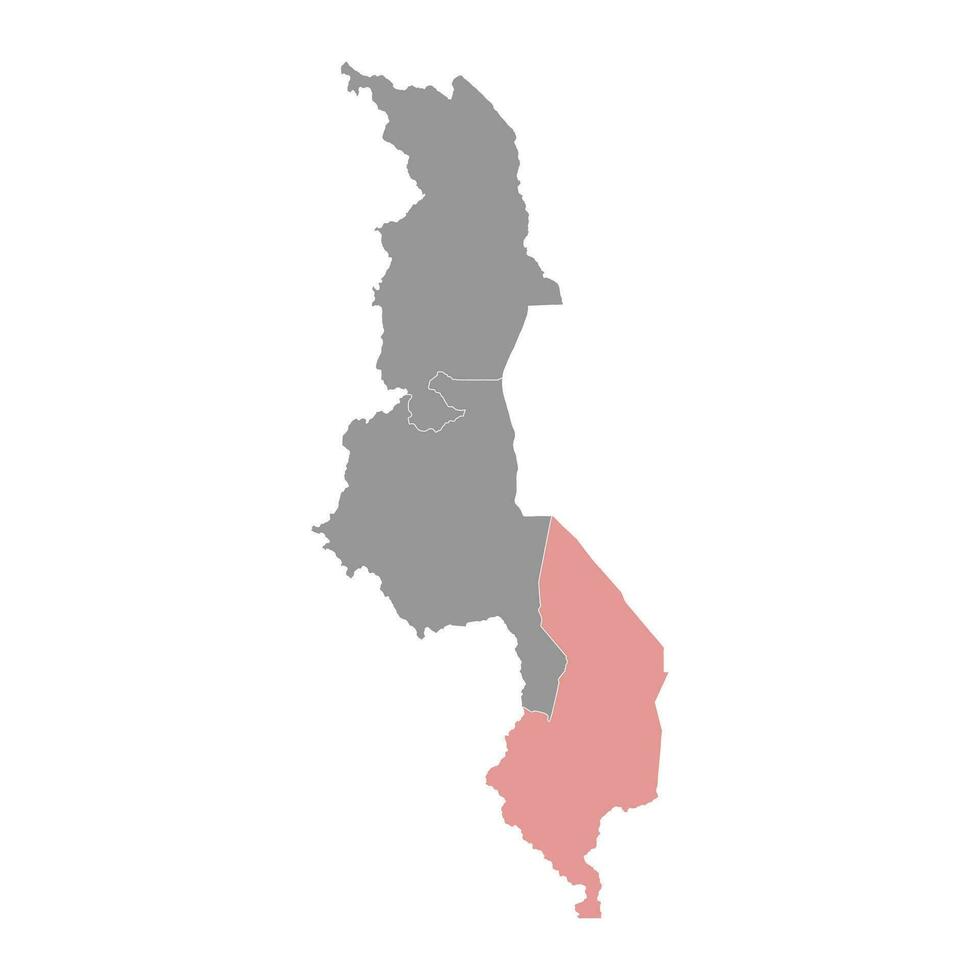 Southern region map, administrative division of Malawi. Vector illustration.