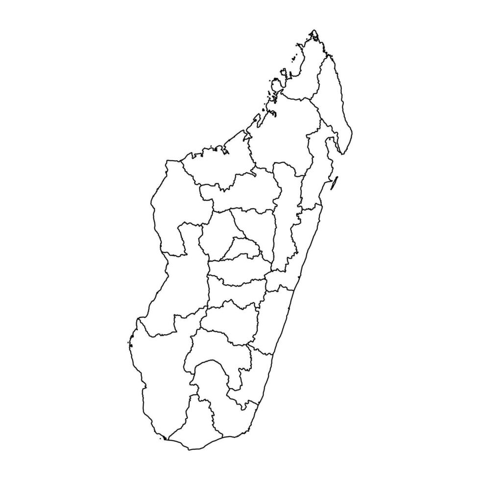 Madagascar map with administrative divisions. Vector illustration.