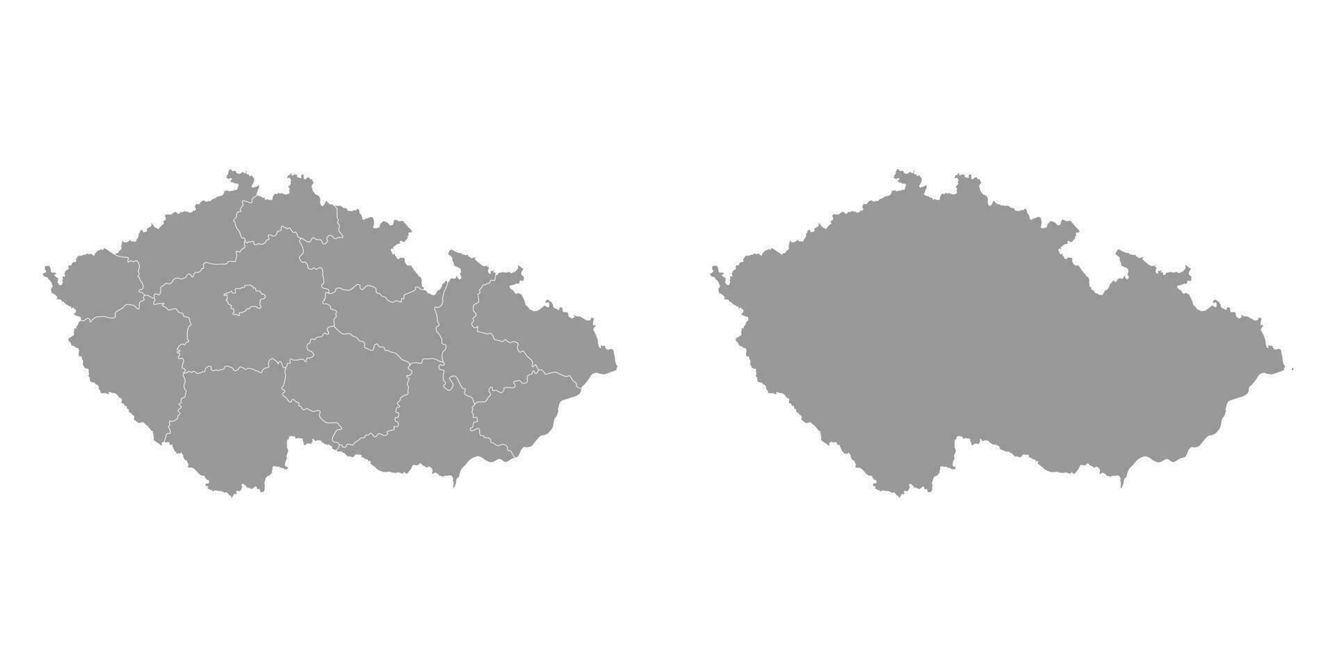 Czech Republic grey map with regions. Vector illustration.