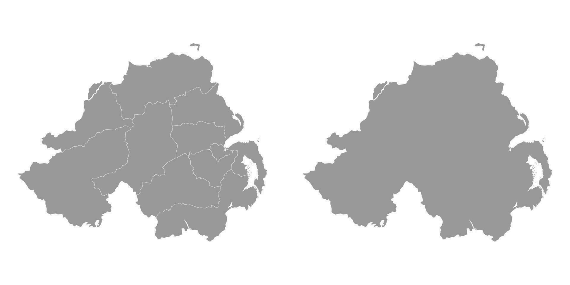 del Norte Irlanda gris con administrativo distritos vector ilustración.