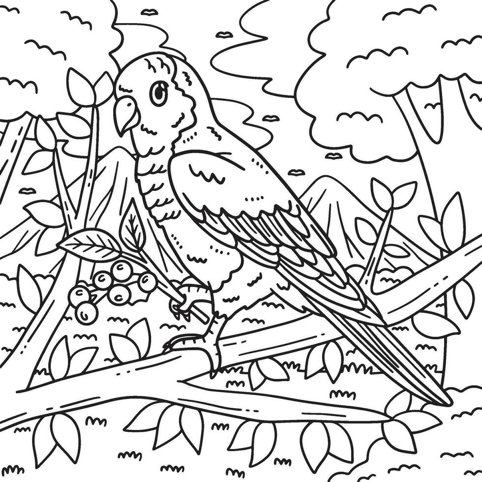 monje perico pájaro colorante página para niños vector