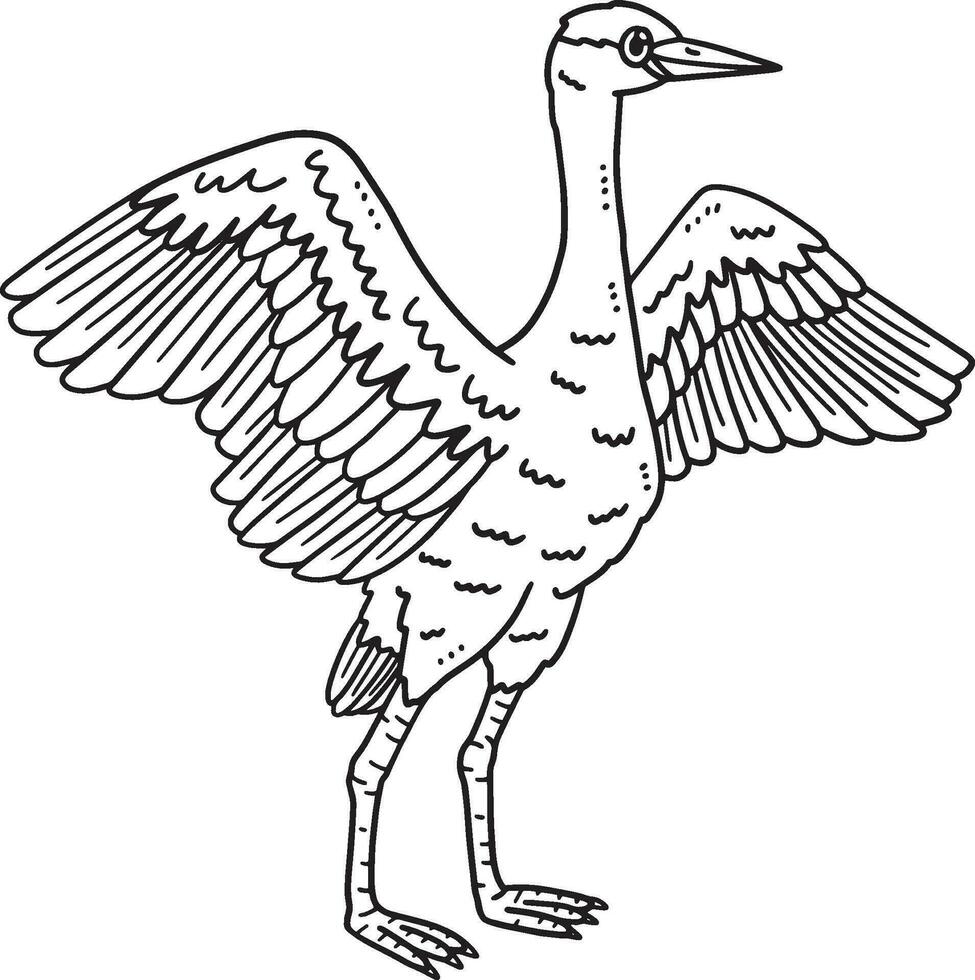 Crane Bird Isolated Coloring Page for Kids vector