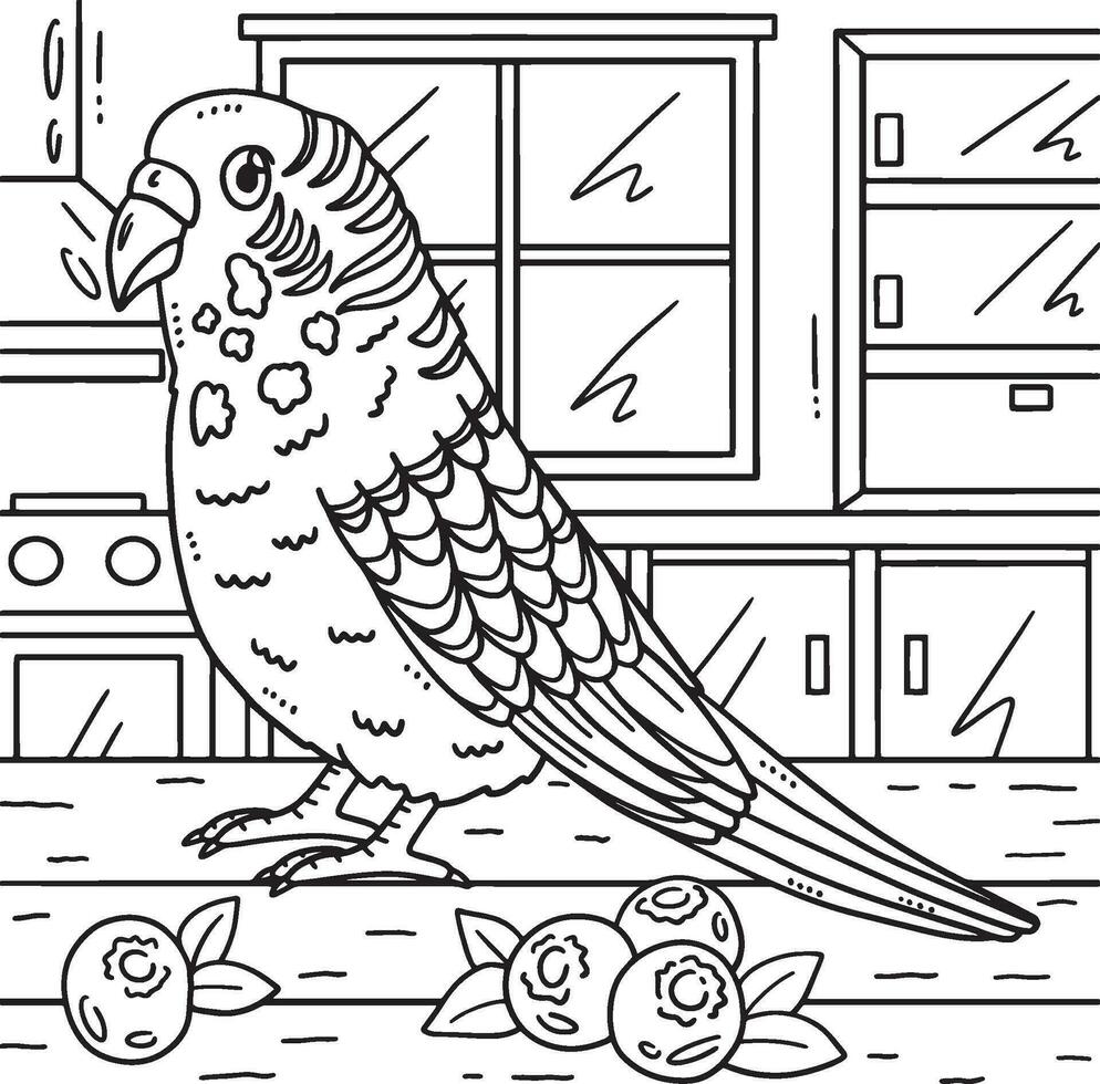 Parakeet Bird Coloring Page for Kids vector