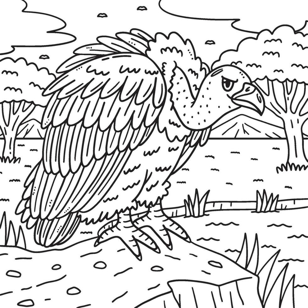 Vulture Bird Coloring Page for Kids vector