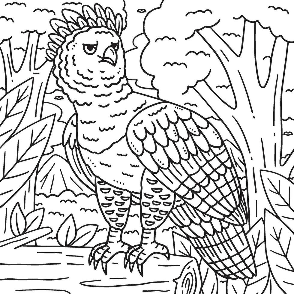Harpy Eagle Bird Coloring Page for Kids vector