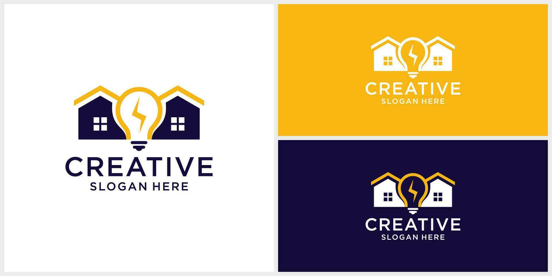 Creative light bulb home building logo design template vector