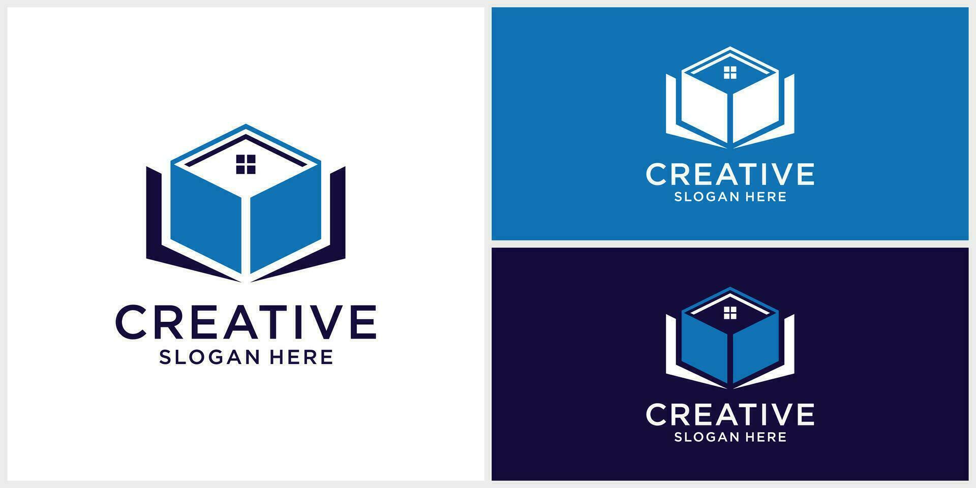 Creative book design and home building logo design template vector